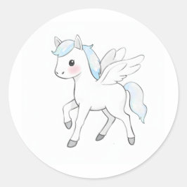 Schattigee Baby Pegasus Waterverf Print Sticker