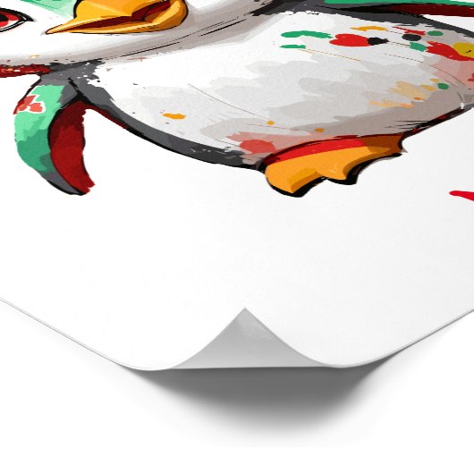 Schattigee Baby Penguin Aangepaste Naam Poster (Hoek)