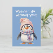 Schattigee Baby Penguin Fun Christmas Humor Vakant Kaart (Staand voorkant)