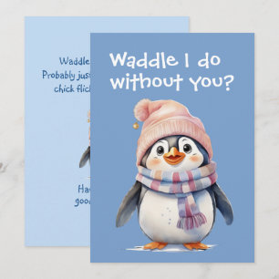 Schattigee Baby Penguin Fun Christmas Humor Vakant Kaart
