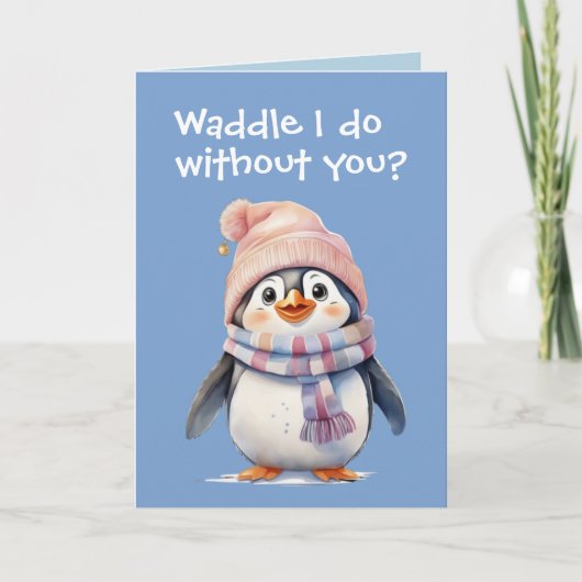 Schattigee Baby Penguin Fun Christmas Humor Vakant Kaart (Voorkant)
