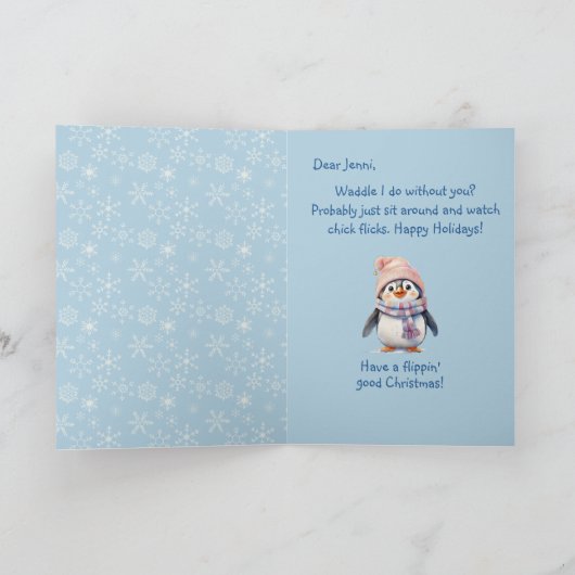 Schattigee Baby Penguin Fun Christmas Humor Vakant Kaart (Binnen)