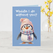 Schattigee Baby Penguin Fun Christmas Humor Vakant Kaart (Gele Bloem)