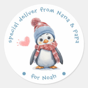 Schattigee Baby Penguin Gezellige Kerstmis voor Jo Ronde Sticker