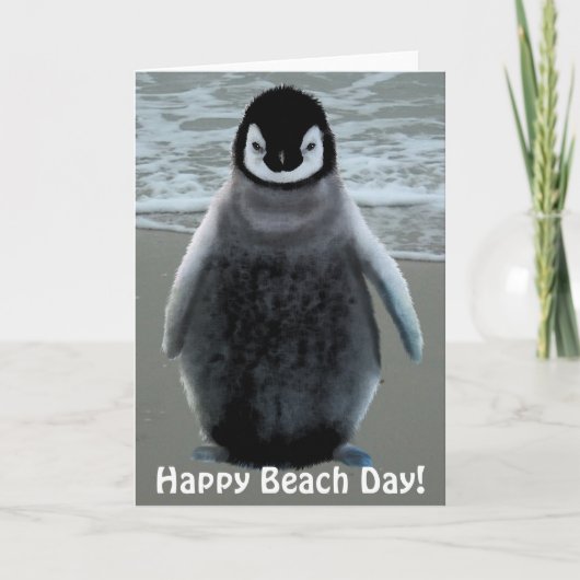 Schattigee Baby Penguin-lover Beach Funny Birthday Kaart (Voorkant)