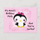 Schattigee Baby Penguin Verjaardag Uitnodiging Bri (Voorkant)