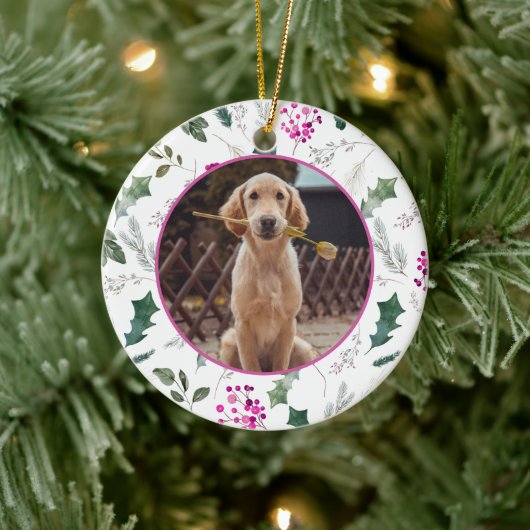 Schattigee Baby Pet Eerste Kerstfoto Ornament (Boom)