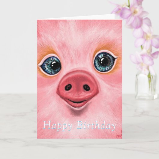 Schattigee Baby Pig Happy Birthday Kaarten - Smile (Orchidee)