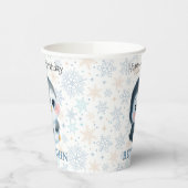 Schattigee Baby Pinguïn 1e Verjaardags Winter Papieren Bekers (Links)