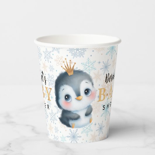 Schattigee Baby Pinguin Baby shower Winter Papieren Bekers (Achterkant)