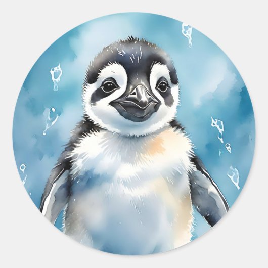 Schattigee Baby Pinguïn Dier Ronde Sticker (Voorkant)