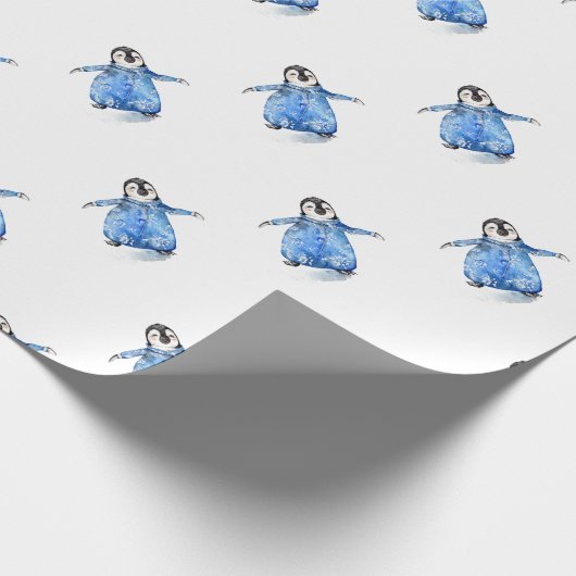 Schattigee Baby Pinguïn in Onsie Cadeaupapier (Hoek)