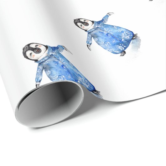 Schattigee Baby Pinguïn in Onsie Cadeaupapier (Rol Hoek)