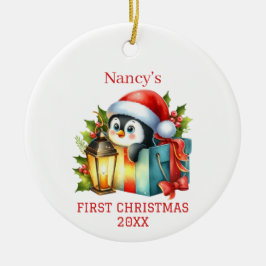 Schattigee Baby Pinguïn Kerstmis Keramisch Ornament