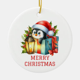 Schattigee Baby Pinguïn Kerstmis Keramisch Ornament