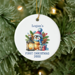 Schattigee Baby Pinguïn Kerstmis Keramisch Ornament