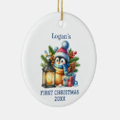 Schattigee Baby Pinguïn Kerstmis Keramisch Ornament (Rechts)