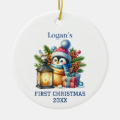 Schattigee Baby Pinguïn Kerstmis Keramisch Ornament (Voorkant)