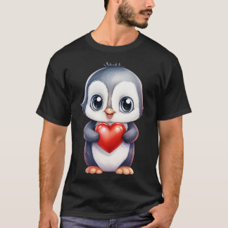 Schattigee baby-pinguïn met een hart t-shirt