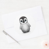 Schattigee Baby Pinguïn op Wit Ronde Sticker (Envelop)