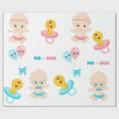 Schattigee Baby Pink Blue Gender Reveal Party Cadeaupapier (Vlak)