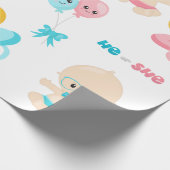 Schattigee Baby Pink Blue Gender Reveal Party Cadeaupapier (Hoek)