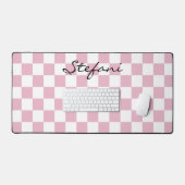 Schattigee Baby Pink Checkers Patroonnaam Bureaumat (Keyboard & Muis)