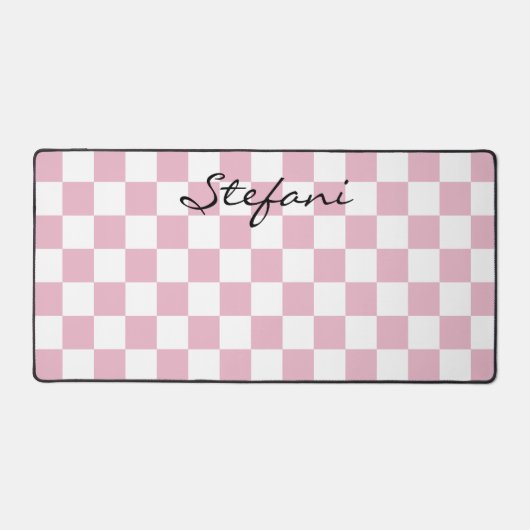 Schattigee Baby Pink Checkers Patroonnaam Bureaumat (Voorkant)