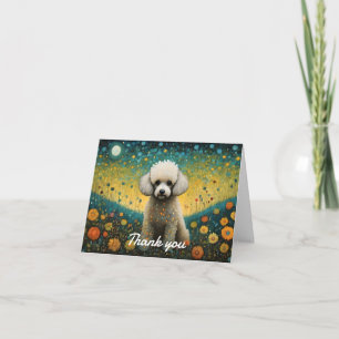 Schattigee Baby poedel bloemenweide dank u Kaart