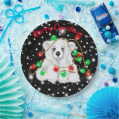 Schattigee baby Polar beer Kerstverlichting Sterre Papieren Bordje (Feest)