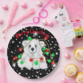 Schattigee baby Polar beer Kerstverlichting Sterre Papieren Bordje (Feest)
