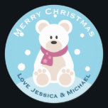 Schattigee Baby Polar Beer Merry Christmas Custom Ronde Sticker<br><div class="desc">Schattigee aangepaste cadeaulabels voor Kerstmis.</div>