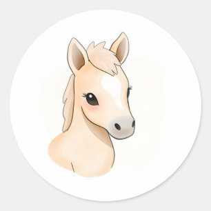 Schattigee Baby Pony Waterverf Illustratie Sticker