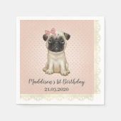 Schattigee Baby Pug Verjaardag servetten (Voorkant)