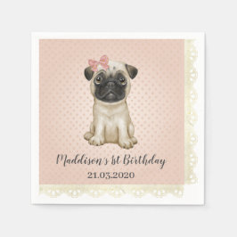 Schattigee Baby Pug Verjaardag servetten