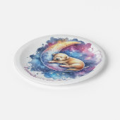 Schattigee Baby-puppy slaapt op de maan Papieren Bordje (Gekanteld)