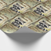 Schattigee Baby Raccoon Gepersonaliseerde Verjaard Cadeaupapier (Hoek)