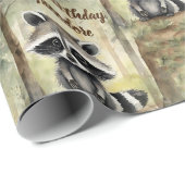 Schattigee Baby Raccoon Gepersonaliseerde Verjaard Cadeaupapier (Rol Hoek)