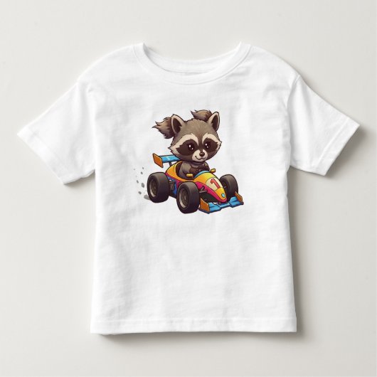 Schattigee Baby Raccoon Race autocoureur Kinder Shirts (Voorkant)