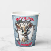 Schattigee Baby Rendier 3D Kerstmis Papieren Bekers (Voorkant)