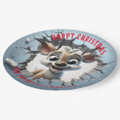 Schattigee Baby Rendier 3D Kerstmis Papieren Bordje (Gekanteld)