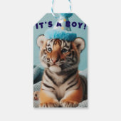 Schattigee Baby Reveal Boy Blue Baby Tiger Cadeaulabel (Achterkant)