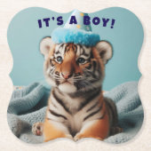 Schattigee Baby Reveal Boy Blue Baby Tiger Kartonnen Onderzetters (Voorkant)