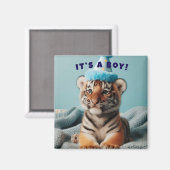 Schattigee Baby Reveal Boy Blue Baby Tiger Magneet (Voorkant / Achterkant)