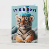 Schattigee Baby Reveal Boy Blue Baby Tiger Notitiekaartje (Voorkant)