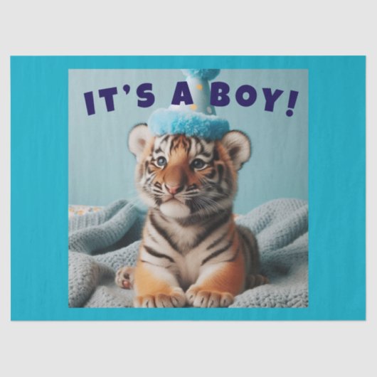 Schattigee Baby Reveal Boy Blue Baby Tiger Tissuepapier (Voorkant)