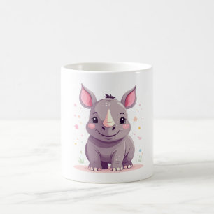Schattigee Baby Rhino Cartoon Illustratie Koffiemok