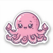 Schattigee Baby Roze Octopus Custom-Cut Vinyl Stic Sticker (Voorkant)