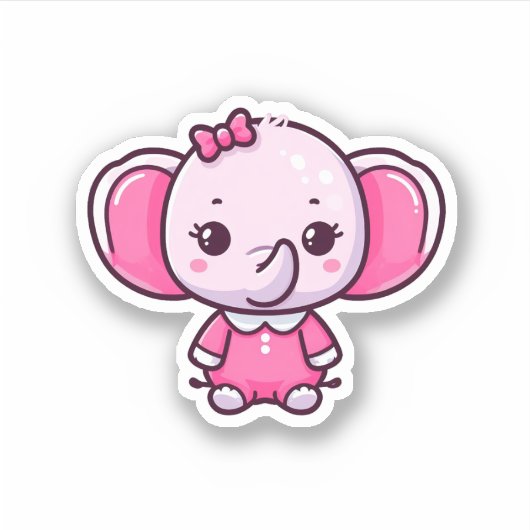 Schattigee Baby roze olifant uitgesneden vinyl Sti Sticker (Voorkant)