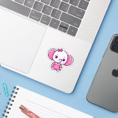 Schattigee Baby roze olifant uitgesneden vinyl Sti Sticker (Laptop met iPhone)